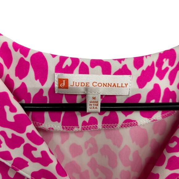 Jude Connally Pink Leopard Sleeveless Blouse M Power Pink Y2K Glam Statement - Picture 5 of 6